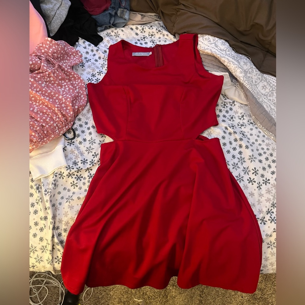 Red cut out dress